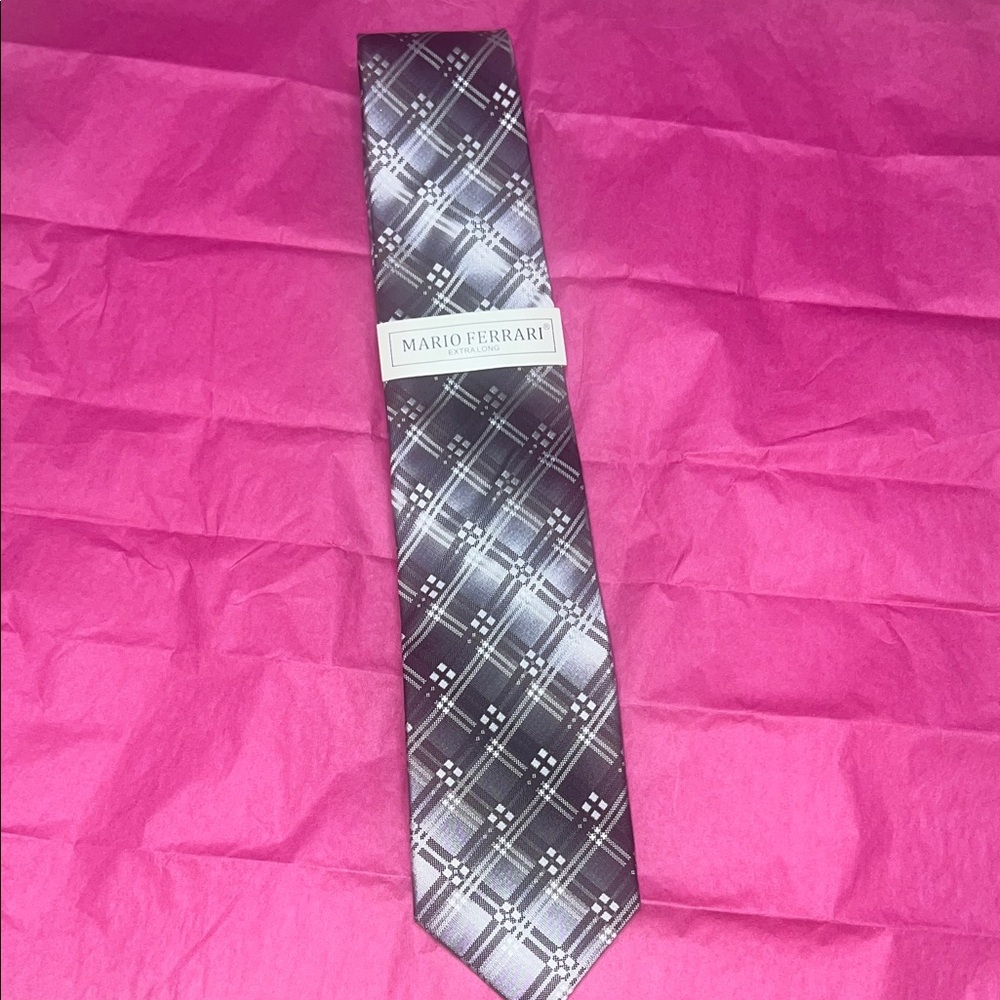 Silver Plaid Men's Tie